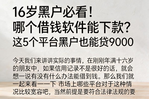 16岁黑户必看!哪个借钱软件能下款?这5个平台黑户也能贷9000