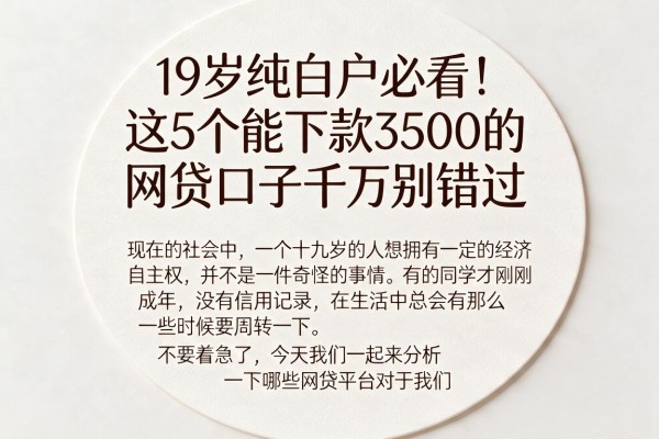 19岁纯白户必看！这5个能下款3500的网贷口子千万别错过