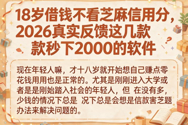 18岁借钱不看芝麻信用分,2026真实反馈这几款秒下2000的软件
