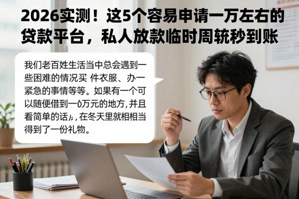 2026实测!这5个容易申请一万左右的贷款平台,私人放款临时周转秒到账