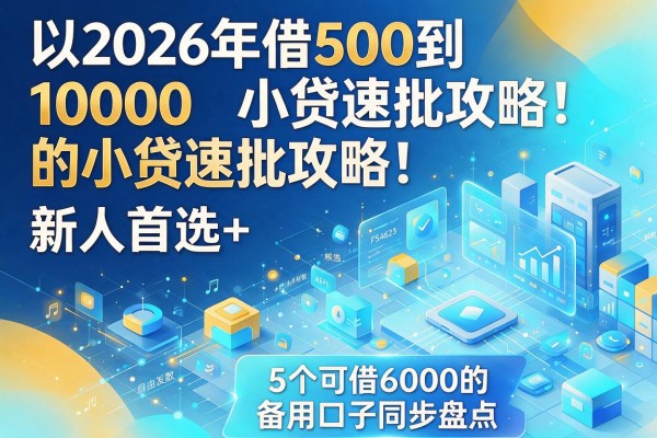 2026年借500到1000的小贷速批攻略!新人首选+5个可借6000的备用口子同步盘点