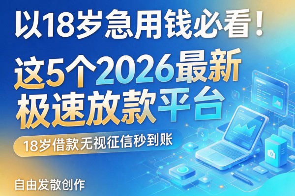 18岁急用钱必看！这5个2026最新极速放款平台，18岁借款无视征信秒到账