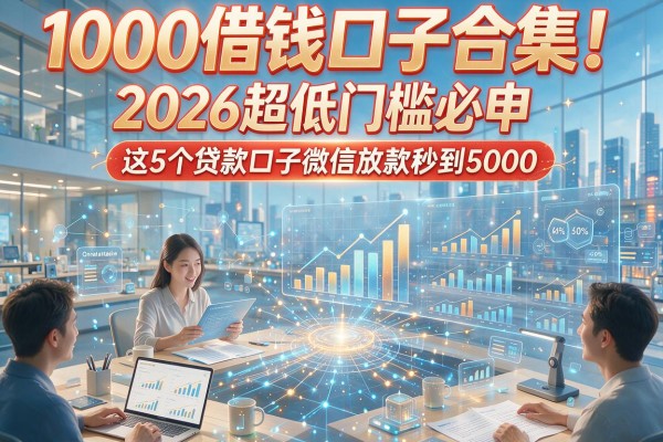 1000借钱口子合集！2026超低门槛必申，这5个贷款口子微信放款秒到5000