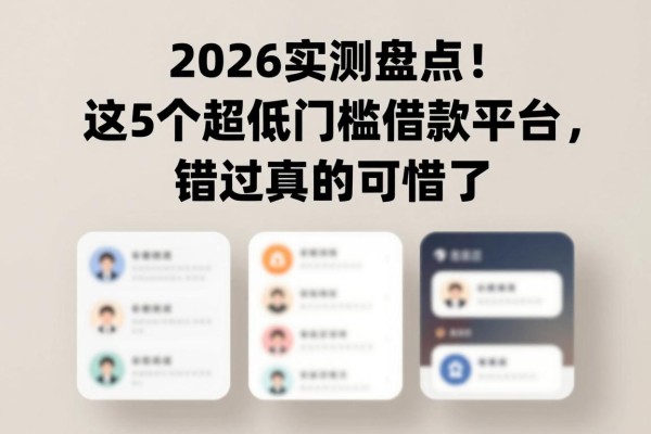 2026实测盘点!这5个超低门槛借款平台,错过真的可惜了