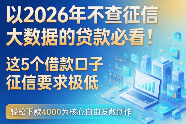2026年不查征信大数据的贷款必看!这5个借款口子征信要求极低,轻松下款4000