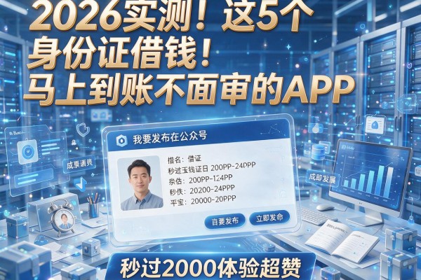 2026实测！这5个身份证借钱马上到账不面审的APP，秒过2000体验超赞