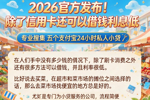 2026官方发布！除了信用卡还可以借钱利息低，专业搜集五个支付宝24小时私人小贷