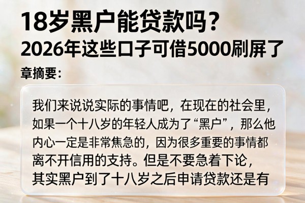 18岁黑户能贷款吗？2026年这些口子可借5000刷屏了