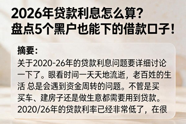 2026年贷款利息怎么算？盘点5个黑户也能下的借款口子！