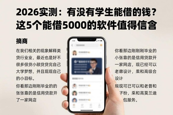 2026实测:有没有学生能借的钱?这5个能借5000的软件值得信赖