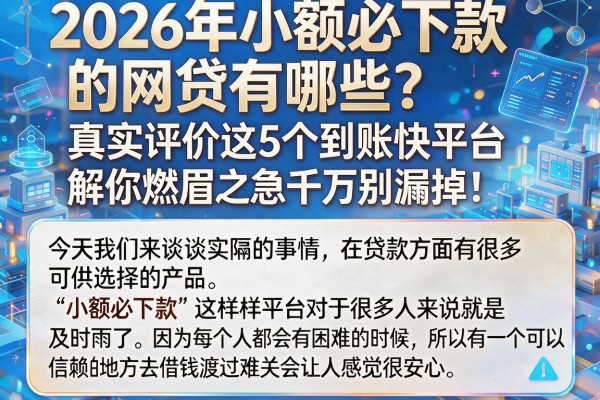 2026年小额必下款的网贷有哪些?真实评价这5个到账快平台,解你燃眉之急千万别漏掉!