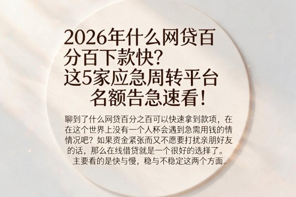 2026年什么网贷百分百下款快?这5家应急周转平台名额告急速看!
