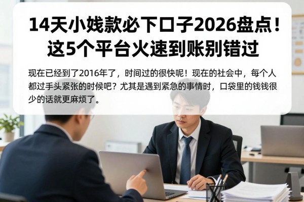 14天小额贷款必下口子2026盘点！这5个平台火速到账别错过
