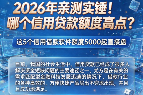2026年亲测实锤!哪个信用贷款额度高点?这5个信用借款软件额度5000起直接盘