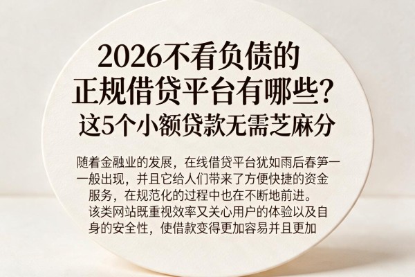 2026不看负债的正规借贷平台有哪些？这5个小额贷款无需芝麻分