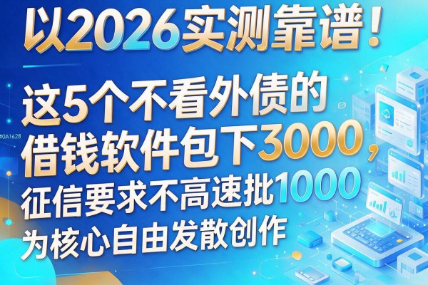 2026实测靠谱!这5个不看外债的借钱软件包下3000,征信要求不高速批1000