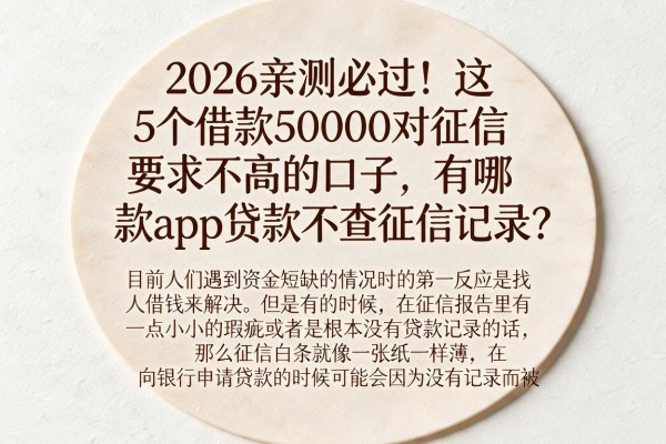 2026亲测必过!这5个借款50000对征信要求不高的口子,有哪款app贷款不查征信记录?