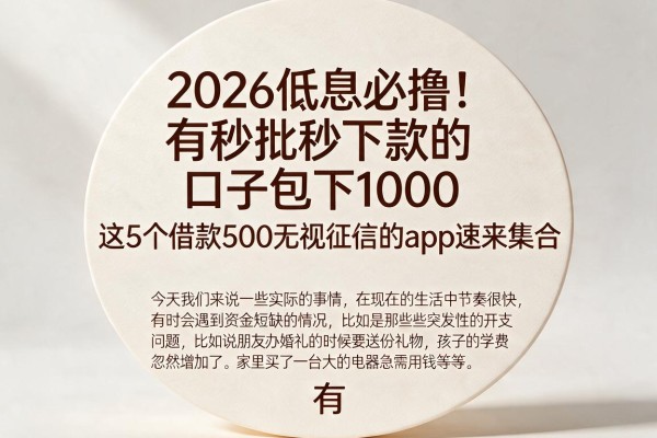 2026低息必撸！有秒批秒下款的口子包下1000，这5个借款500无视征信的app速来集合