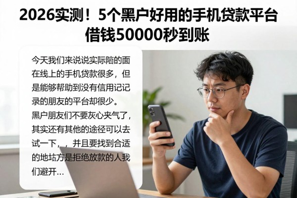 2026实测！5个黑户好用的手机贷款平台，借钱50000秒到账