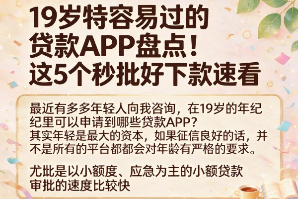 19岁特容易过的贷款APP盘点！这5个秒批好下款速看