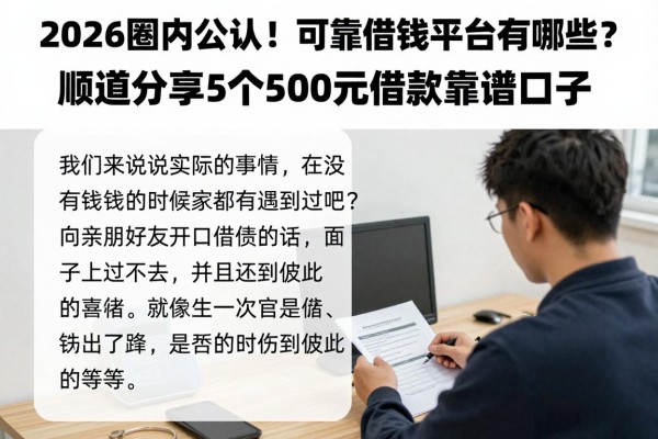 2026圈内公认！可靠借钱平台有哪些？顺道分享5个500元借款靠谱口子