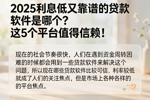 2025利息低又靠谱的贷款软件是哪个？这5个平台值得信赖！