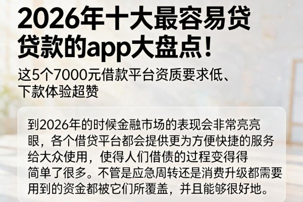 2026年十大最容易贷款的app大盘点!这5个7000元借款平台资质要求低、下款体验超赞