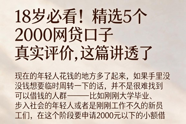 18岁必看！精选5个2000网贷口子真实评价，这篇讲透了