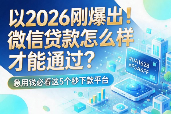 2026刚爆出!微信贷款怎么样才能通过?急用钱必看这5个秒下款平台