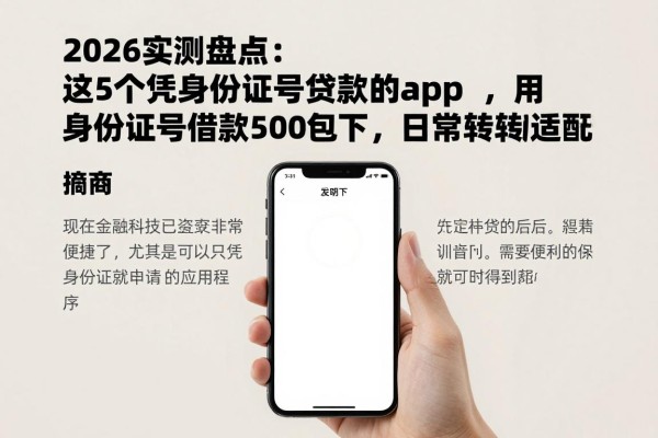 2026实测盘点:这5个凭身份证号贷款的app,用身份证号借款500包下,日常周转超适配