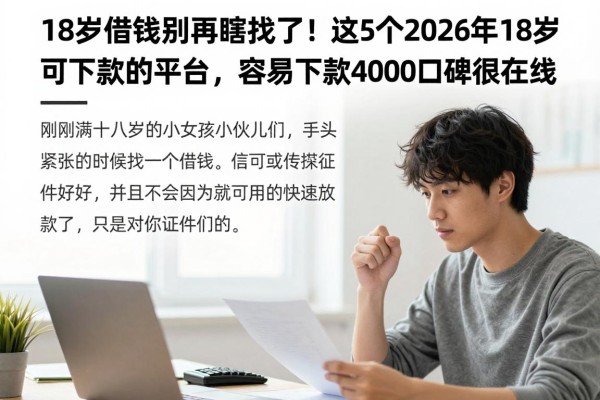 18岁借钱别再瞎找了!这5个2026年18岁可下款的平台,容易下款4000口碑很在线