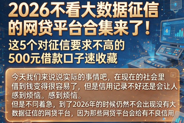 2026不看大数据征信的网贷平台合集来了！这5个对征信要求不高的500元借款口子速收藏