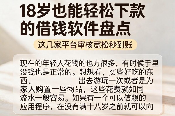 18岁也能轻松下款的借钱软件盘点,这几家平台审核宽松秒到账