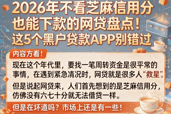 2026年不看芝麻信用分也能下款的网贷盘点！这5个黑户贷款APP别错过
