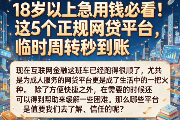 18岁以上急用钱必看!这5个正规网贷平台,临时周转秒到账