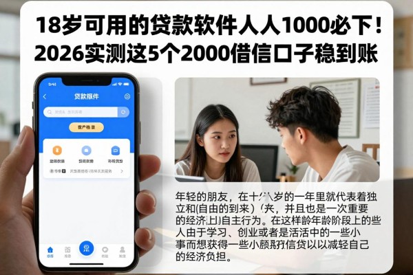 18岁可用的贷款软件人人1000必下!2026实测这5个2000借款口子稳到账