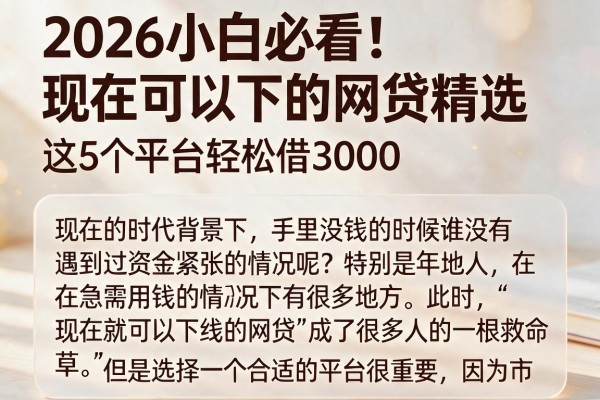 2026小白必看!现在可以下的网贷精选,这5个平台轻松借3000