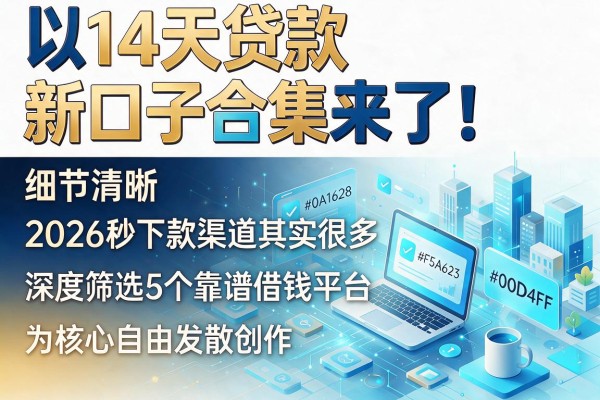 14天贷款新口子合集来了!2026秒下款渠道其实很多,深度筛选5个靠谱借钱平台
