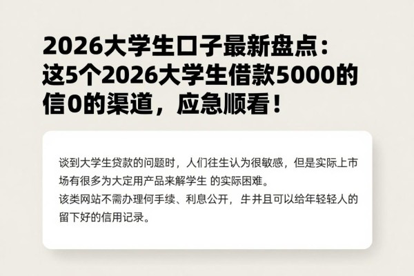 2026大学生口子最新盘点:这5个2026大学生借款5000的渠道,应急周转必看!