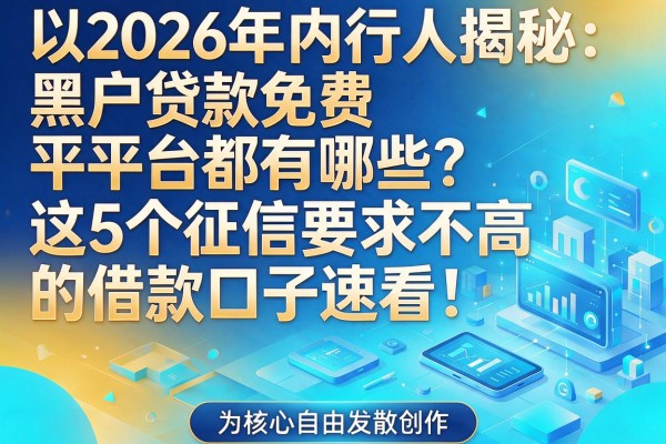 2026年内行人揭秘:黑户贷款免费平台都有哪些?这5个征信要求不高的借款口子速看!