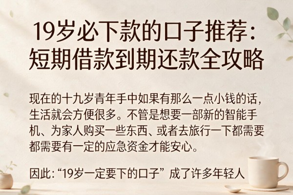 19岁必下款的口子推荐:短期借款到期还款全攻略
