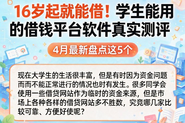 16岁起就能借！学生能用的借钱平台软件真实测评，4月最新盘点这5个