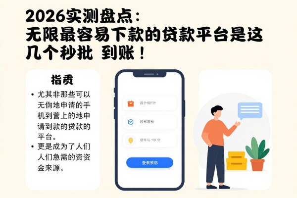 2026实测盘点：无限最容易下款的贷款平台是这几个，秒批到账！