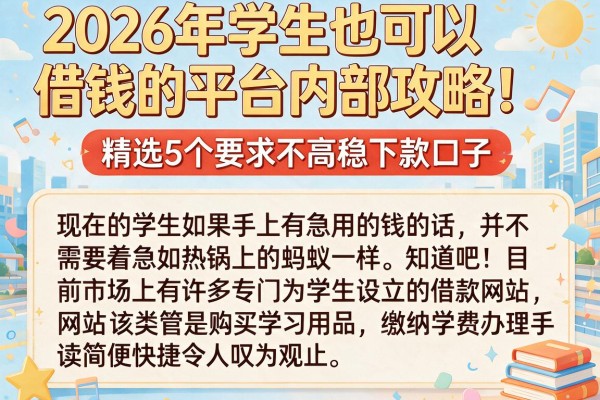 2026年学生也可以借钱的平台内部攻略！精选5个要求不高稳下款口子
