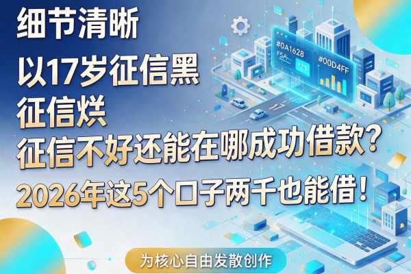 17岁征信黑、征信烂、征信不好还能在哪成功借款？2026年这5个口子两千也能借！