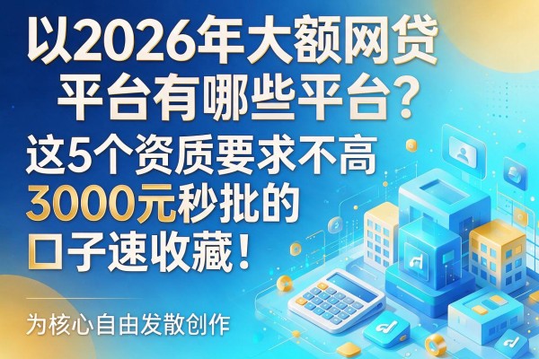2026年大额网贷平台有哪些平台?这5个资质要求不高、3000元秒批的口子速收藏!