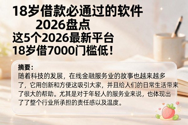 18岁借款必通过的软件2026盘点,这5个2026最新平台18岁借7000门槛低!