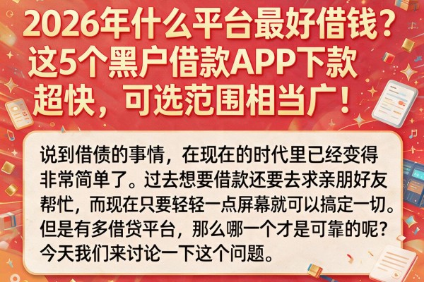 2026年什么平台最好借钱？这5个黑户借款APP下款超快，可选范围相当广！