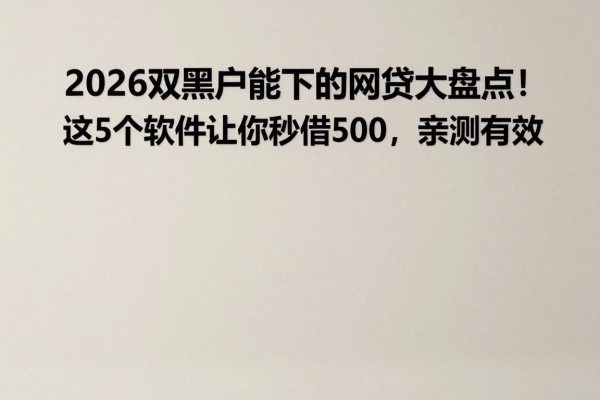 2026双黑户能下的网贷大盘点!这5个软件让你秒借5000,亲测有效
