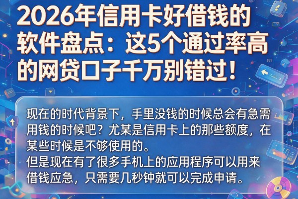 2026年信用卡好借钱的软件盘点:这5个通过率高的网贷口子千万别错过!